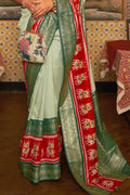 Green And Red Smooth Silk Saree