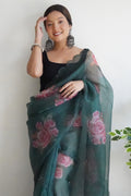 Green Organza Saree