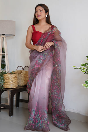 Multicolor Organza Saree