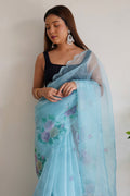 Blue Organza Saree