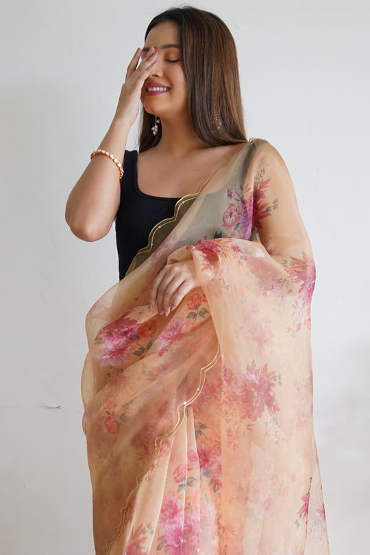 Yellow Organza Saree