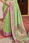 Green And Pink Soft Silk Saree