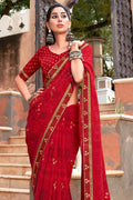 Red Maroon Georgette Saree