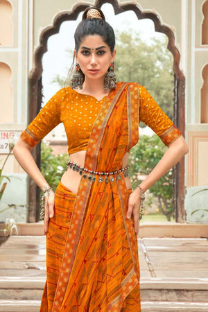 Chrome Yellow Georgette Saree