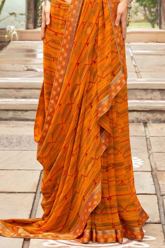 Chrome Yellow Georgette Saree