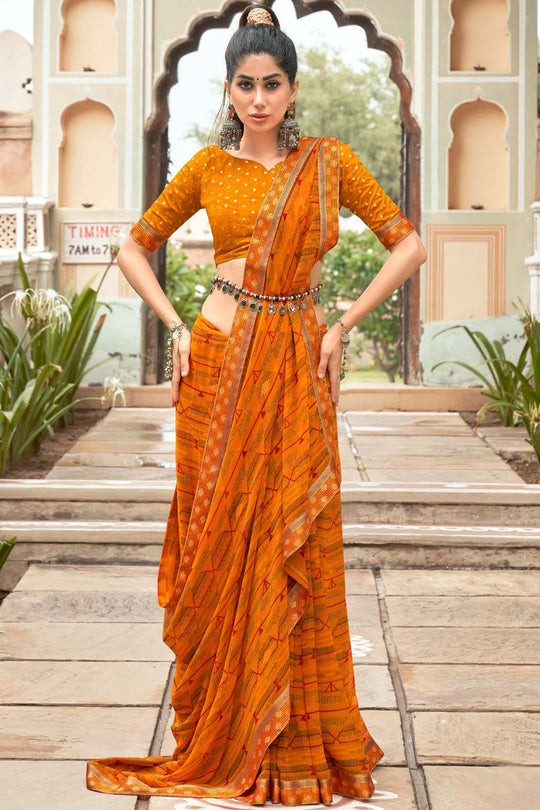 Chrome Yellow Georgette Saree