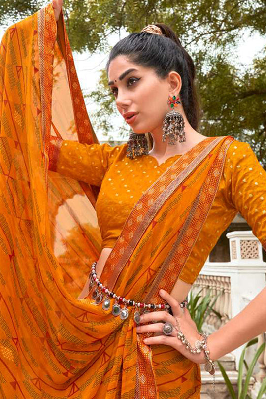 Chrome Yellow Georgette Saree