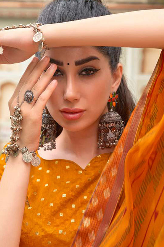 Chrome Yellow Georgette Saree