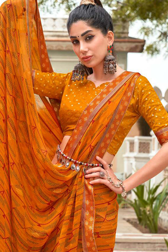Chrome Yellow Georgette Saree