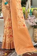 Cantaloupe Peach Cotton Saree