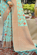 Powder Blue Cotton Saree