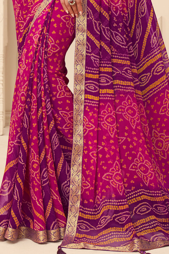 Magenta And Pink Chiffon Saree