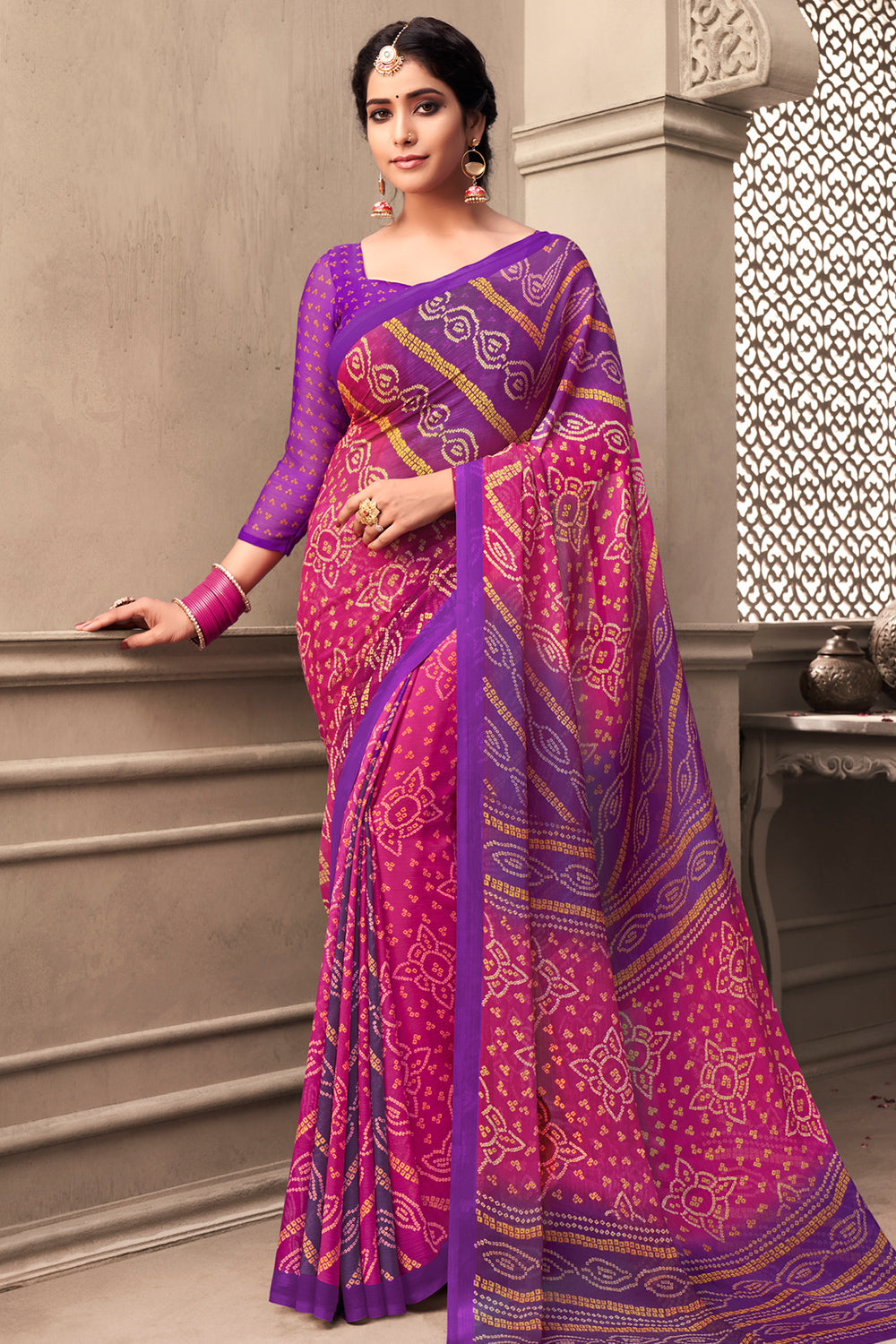 Buy Special Pink Chiffon Saree Online Karagiri buy-special-pink-chiffon-saree-online-karagiri