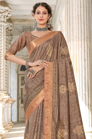 Mud Brown Dola Saree