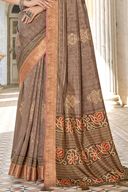Mud Brown Dola Saree