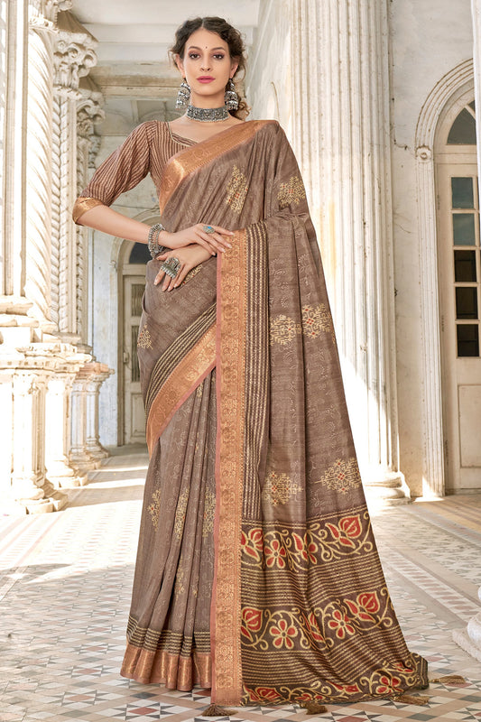 Mud Brown Dola Saree