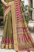 Green And Pink Dola Saree