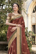 Maroon And Green Dola Saree