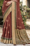 Maroon And Green Dola Saree