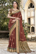 Maroon And Green Dola Saree