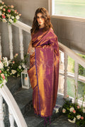 ROSHNI BHATIA in Wine Purple Woven Kanjivaram Saree - Special Wedding Edition