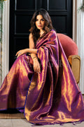 ROSHNI BHATIA in Wine Purple Woven Kanjivaram Saree - Special Wedding Edition