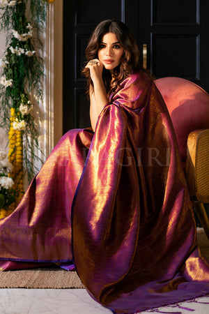 ROSHNI BHATIA in Wine Purple Woven Kanjivaram Saree