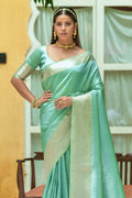 Firozi Green Kanjivaram Saree