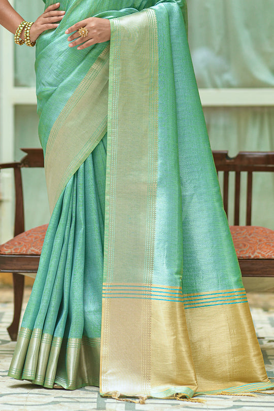 Firozi Green Kanjivaram Saree
