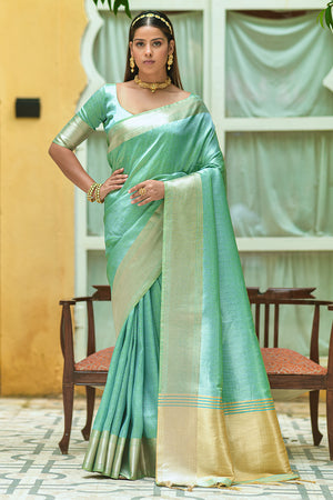 Firozi Green Kanjivaram Saree