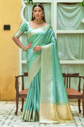 Firozi Green Kanjivaram Saree