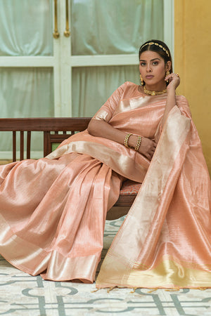 Cantaloupe Orange Kanjivaram Saree