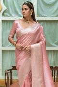 Flamingo Pink Kanjivaram Saree