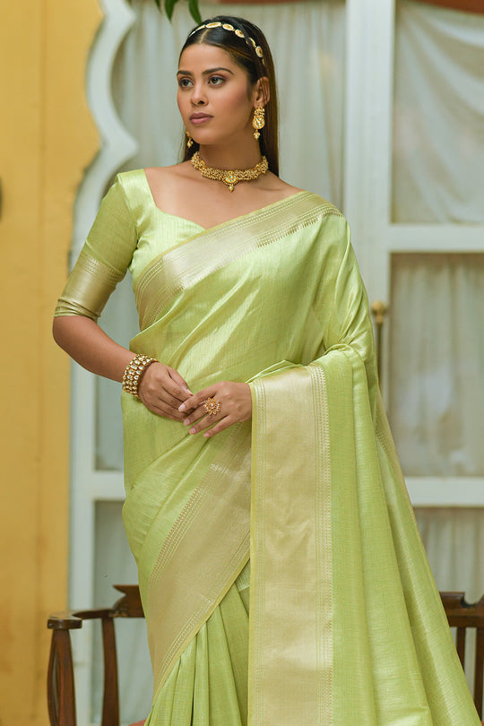 Pista Green Kanjivaram Saree