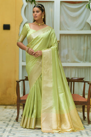 Pista Green Kanjivaram Saree