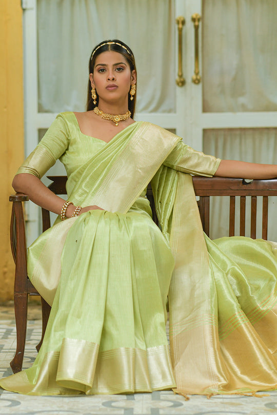 Pista Green Kanjivaram Saree