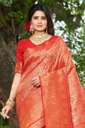 Scarlet Red Kanjivaram Silk Saree