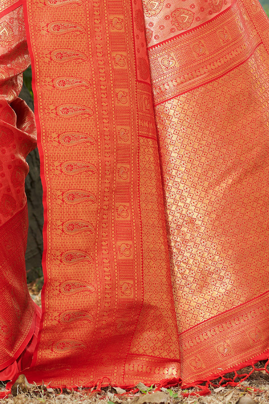 Scarlet Red Kanjivaram Silk Saree