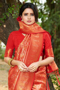 Scarlet Red Kanjivaram Silk Saree