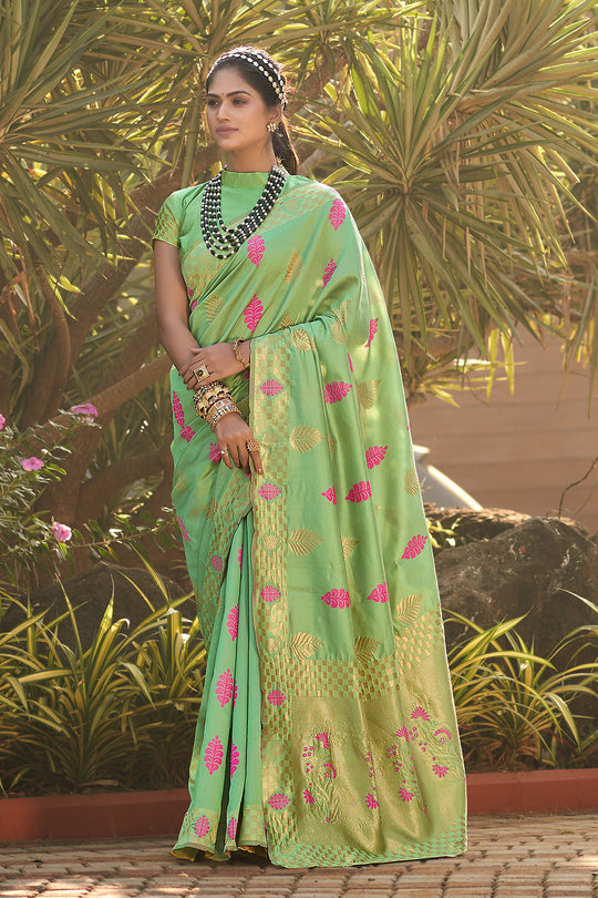 Charmuse Green Banarasi Saree