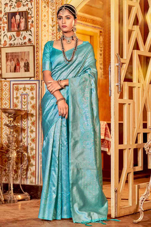 Powder Blue Kanjivaram Saree