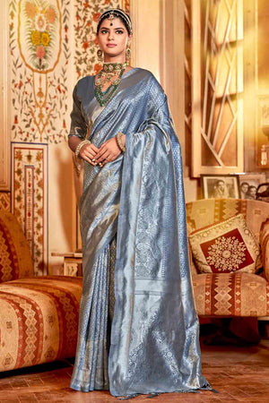 Pewter Grey Kanjivaram Saree