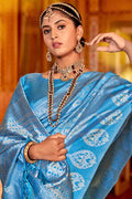 Cyan Blue Kanjivaram Saree