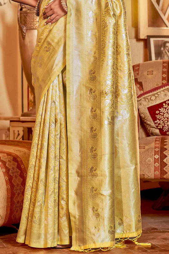 Buttermilk Gold Kanjivaram Saree