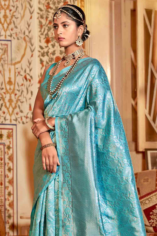 Ocean Green Kanjivaram Saree