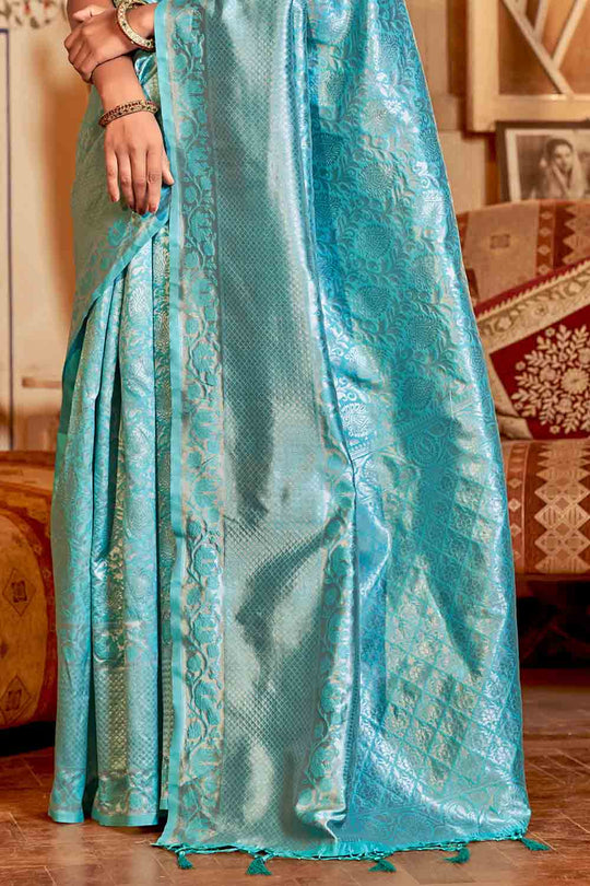 Ocean Green Kanjivaram Saree