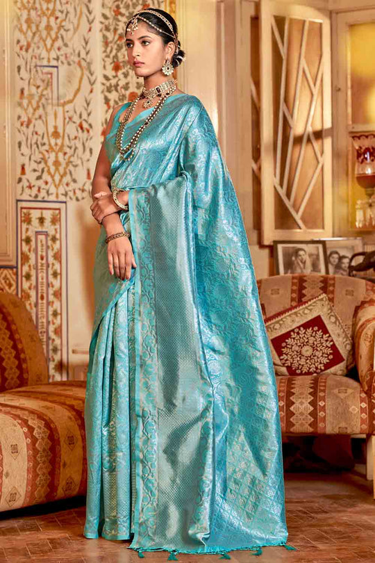 Ocean Green Kanjivaram Saree