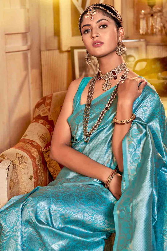 Ocean Green Kanjivaram Saree