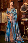 Sapphire Blue Kanjivaram Silk Saree