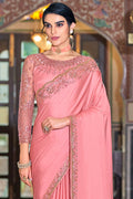 Flamingo Pink Silk Saree